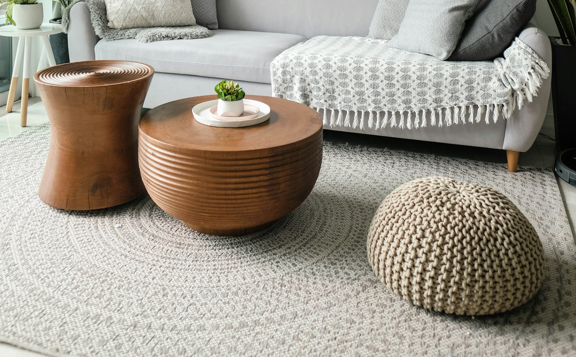 Neatly organized shelving and storage baskets in a calm, tidy home.